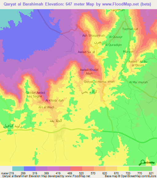 Qaryat al Barahimah,Libya Elevation Map