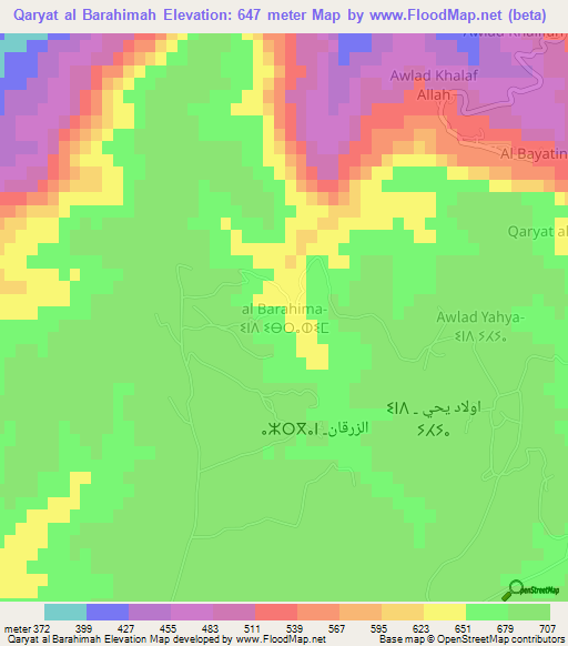 Qaryat al Barahimah,Libya Elevation Map