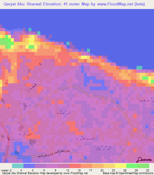 Qaryat Abu Sharwal,Libya Elevation Map