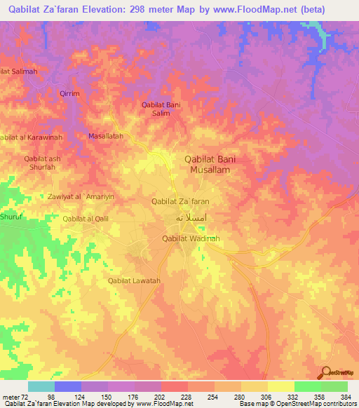 Qabilat Za`faran,Libya Elevation Map