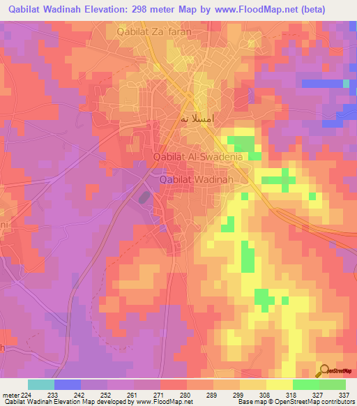 Qabilat Wadinah,Libya Elevation Map