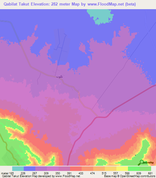 Qabilat Takut,Libya Elevation Map