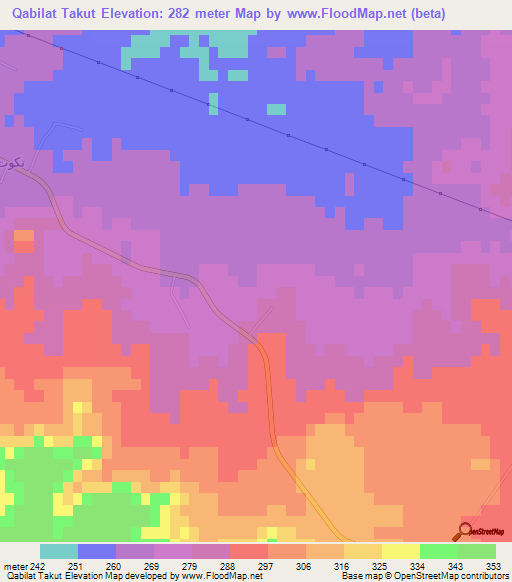 Qabilat Takut,Libya Elevation Map