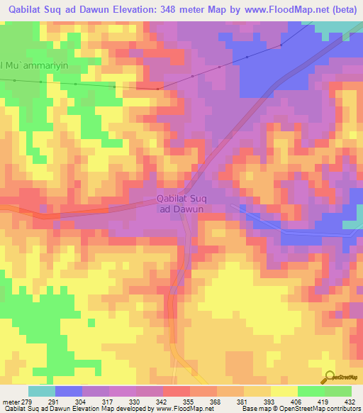 Qabilat Suq ad Dawun,Libya Elevation Map