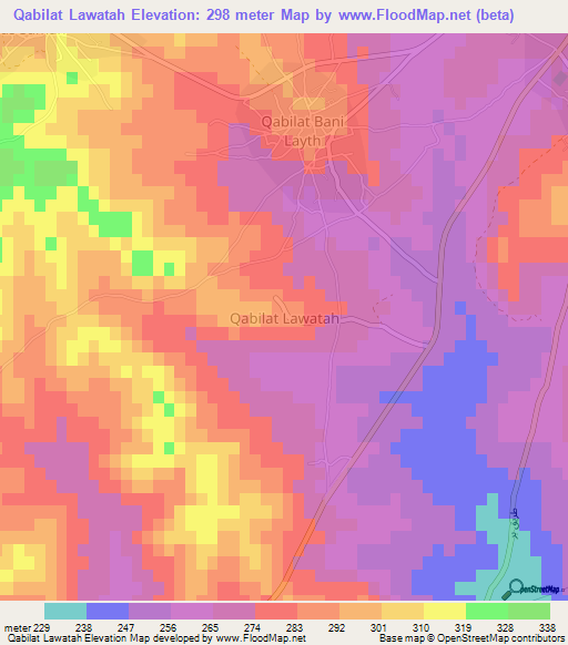 Qabilat Lawatah,Libya Elevation Map