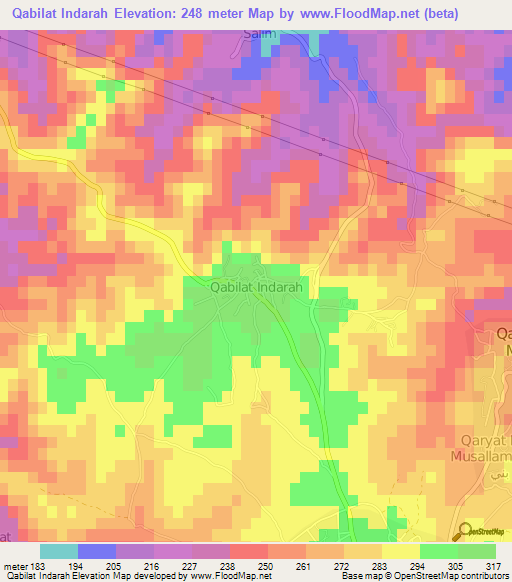 Qabilat Indarah,Libya Elevation Map