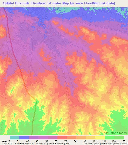 Qabilat Dirsunah,Libya Elevation Map