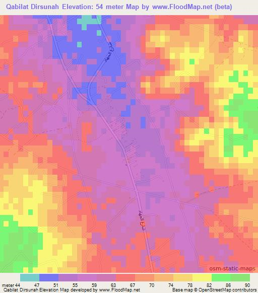 Qabilat Dirsunah,Libya Elevation Map