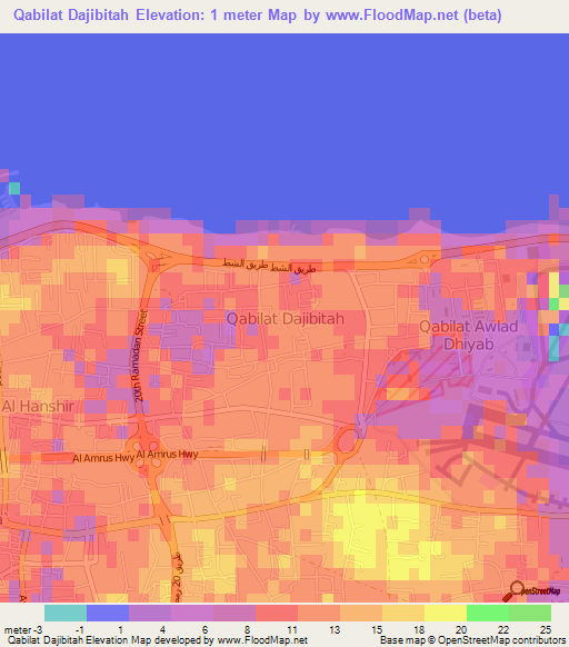 Qabilat Dajibitah,Libya Elevation Map