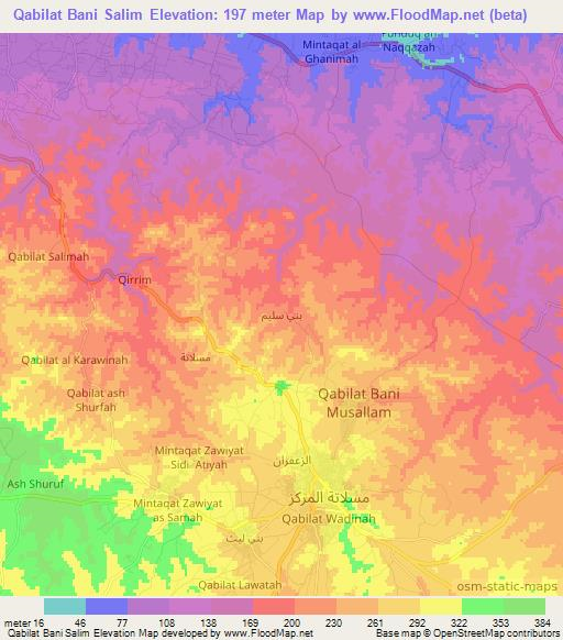 Qabilat Bani Salim,Libya Elevation Map