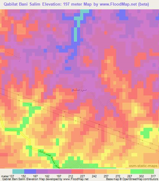 Qabilat Bani Salim,Libya Elevation Map