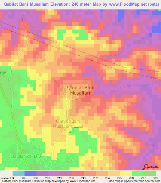 Qabilat Bani Musallam,Libya Elevation Map