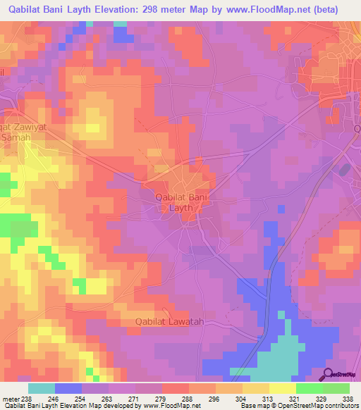 Qabilat Bani Layth,Libya Elevation Map