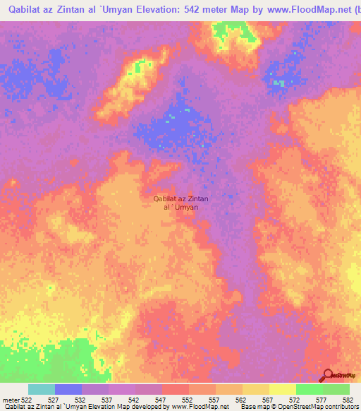 Qabilat az Zintan al `Umyan,Libya Elevation Map