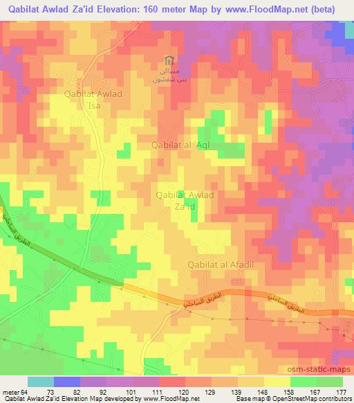 Qabilat Awlad Za'id,Libya Elevation Map