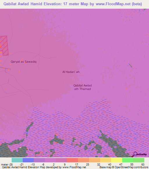 Qabilat Awlad Hamid,Libya Elevation Map