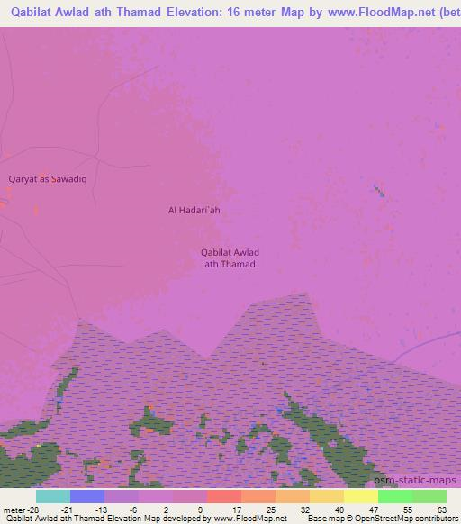 Qabilat Awlad ath Thamad,Libya Elevation Map