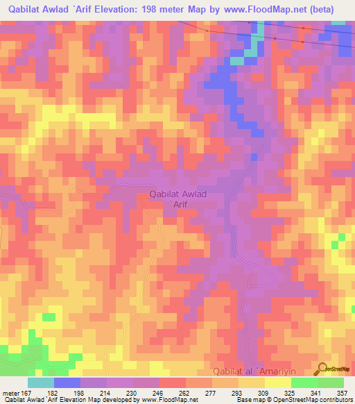 Qabilat Awlad `Arif,Libya Elevation Map