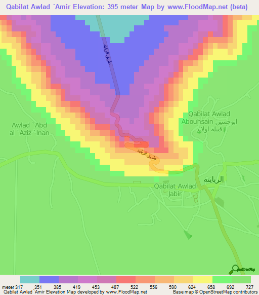 Qabilat Awlad `Amir,Libya Elevation Map