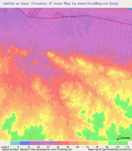 Qabilat as Saqu`,Libya Elevation Map