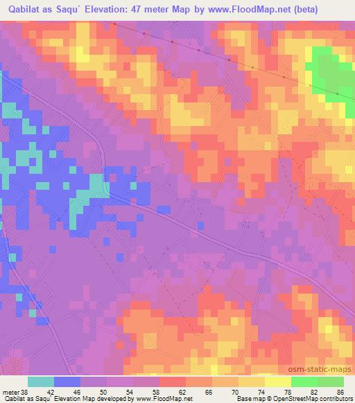 Qabilat as Saqu`,Libya Elevation Map