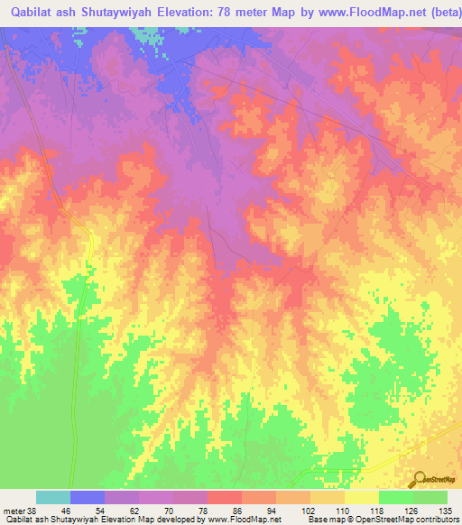 Qabilat ash Shutaywiyah,Libya Elevation Map