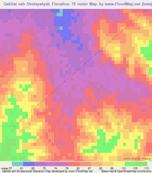 Qabilat ash Shutaywiyah,Libya Elevation Map
