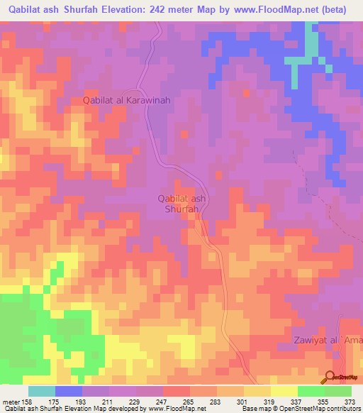 Qabilat ash Shurfah,Libya Elevation Map