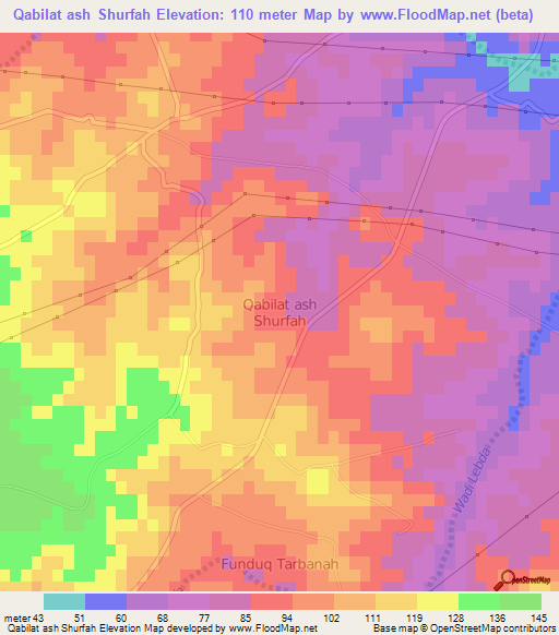 Qabilat ash Shurfah,Libya Elevation Map