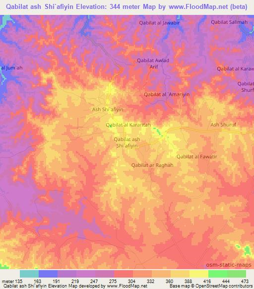 Qabilat ash Shi`afiyin,Libya Elevation Map