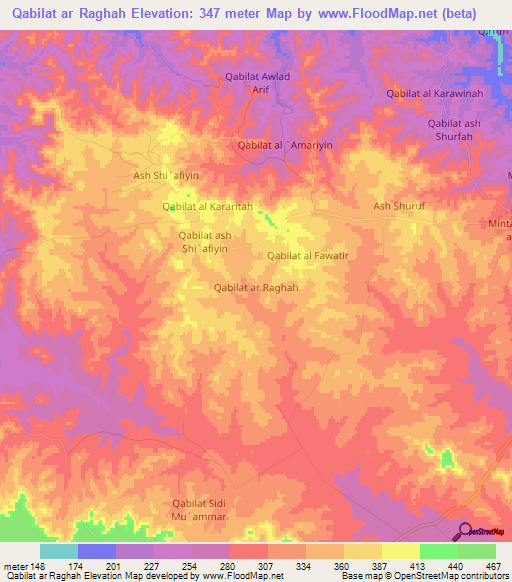 Qabilat ar Raghah,Libya Elevation Map