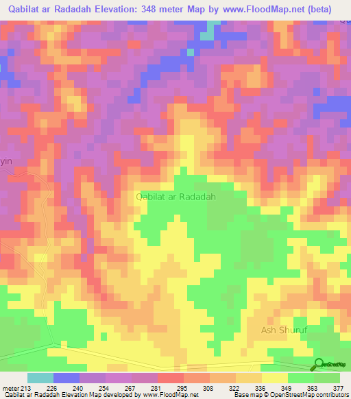 Qabilat ar Radadah,Libya Elevation Map