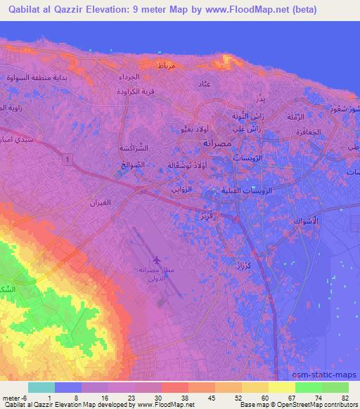 Qabilat al Qazzir,Libya Elevation Map