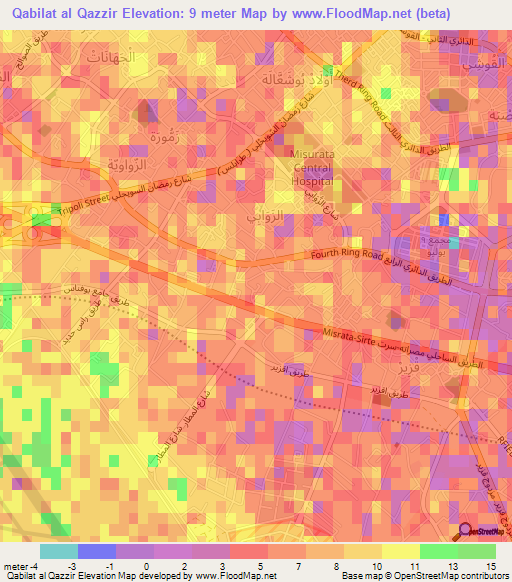 Qabilat al Qazzir,Libya Elevation Map