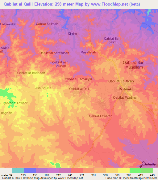 Qabilat al Qalil,Libya Elevation Map