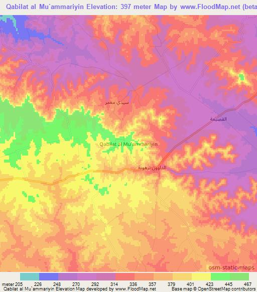Qabilat al Mu`ammariyin,Libya Elevation Map