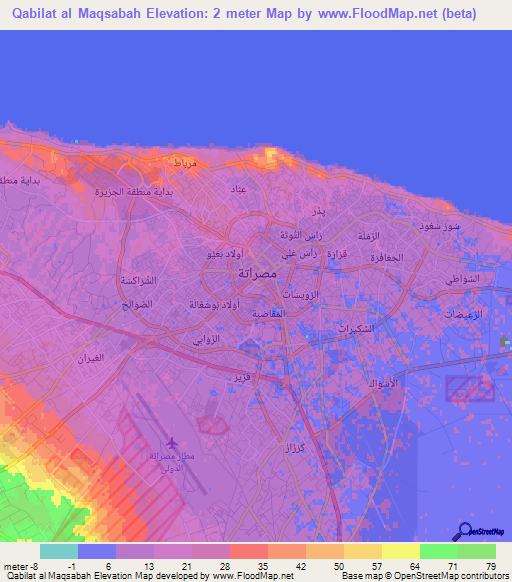 Qabilat al Maqsabah,Libya Elevation Map