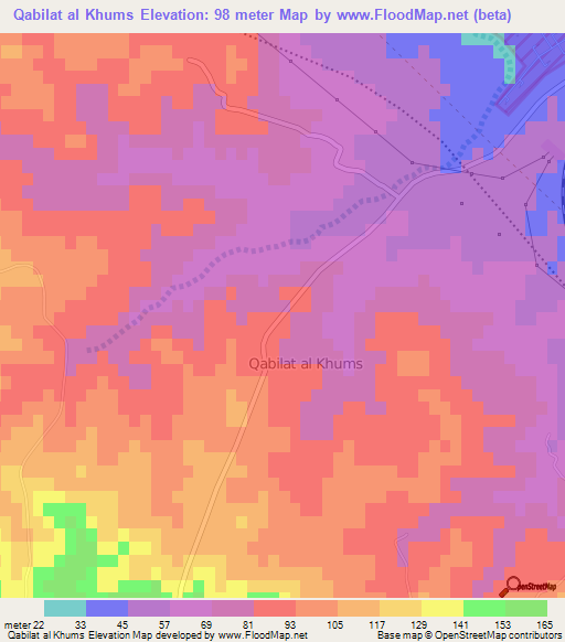 Qabilat al Khums,Libya Elevation Map