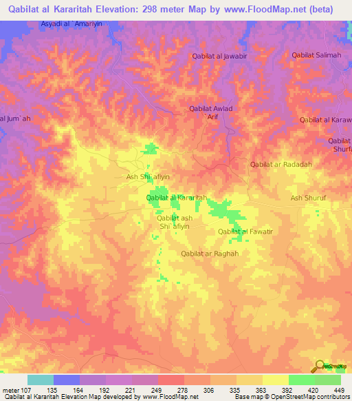 Qabilat al Kararitah,Libya Elevation Map