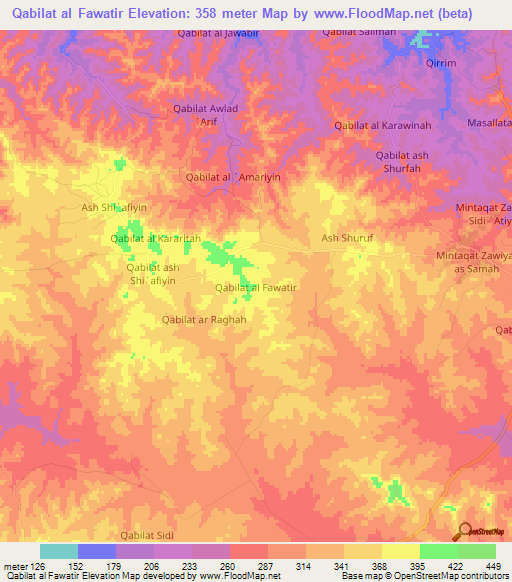 Qabilat al Fawatir,Libya Elevation Map