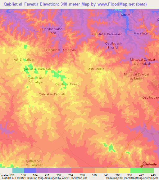 Qabilat al Fawatir,Libya Elevation Map