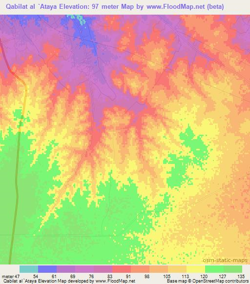 Qabilat al `Ataya,Libya Elevation Map