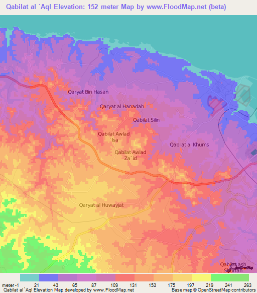 Qabilat al `Aql,Libya Elevation Map