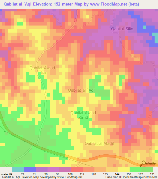 Qabilat al `Aql,Libya Elevation Map