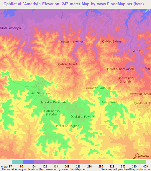 Qabilat al `Amariyin,Libya Elevation Map