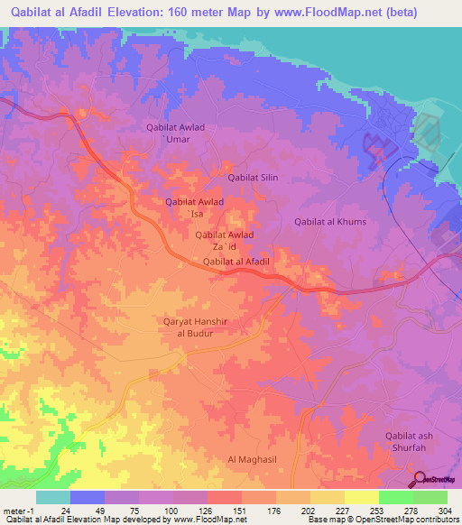Qabilat al Afadil,Libya Elevation Map