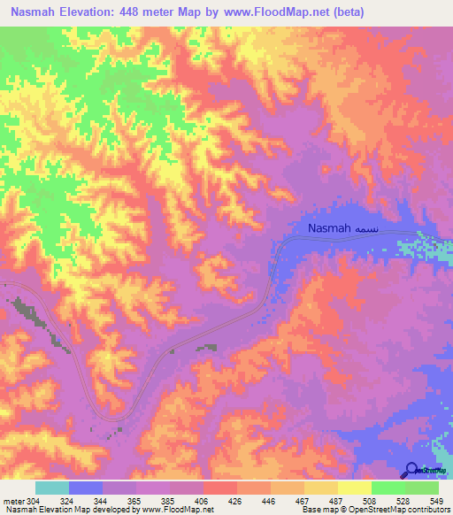 Nasmah,Libya Elevation Map