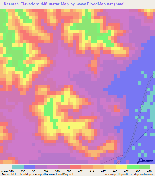 Nasmah,Libya Elevation Map