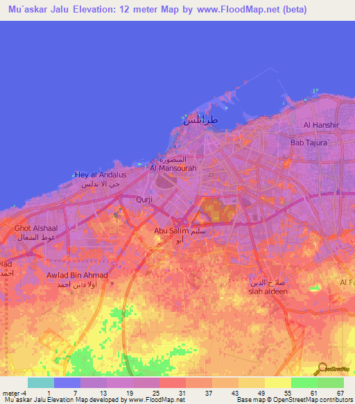 Mu`askar Jalu,Libya Elevation Map