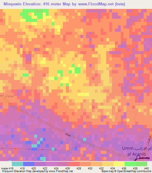 Misquwin,Libya Elevation Map